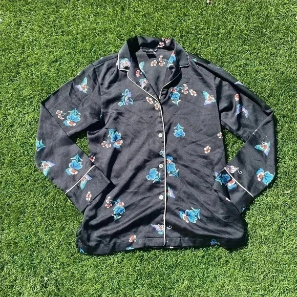 Natori Floral Pajama Top Black xs - Picture 1 of 3